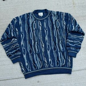 VNT Pure Wool 3D Textured Knit Sweater Crewneck Blue Made in Austra Size Small